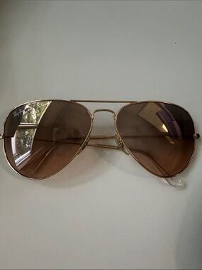 Ray-Ban Gold Frame Sunglasses with Brown Lenses